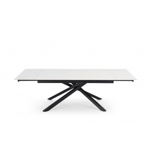Table de repas extensible 160/240 cm céramique blanc mat et pied torsadé en métal noir - OREGON 05