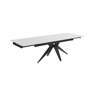 Table de repas extensible 160/240 cm céramique blanc mat et pied étoile en métal noir - OREGON 06