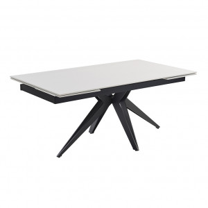 Table extensible 160/240 cm céramique blanc pied étoile - OREGON 06