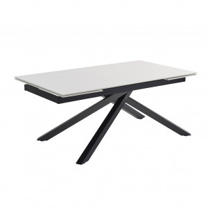 Table extensible 160/240 cm céramique blanc pied torsadé - OREGON 05