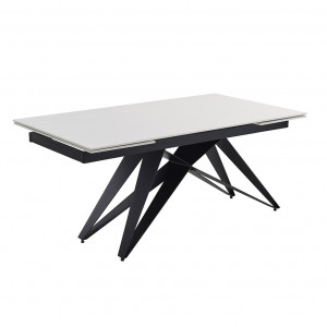 Table extensible 160/240 cm céramique blanc pied géométrique - OREGON 03