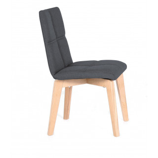 Lot 2 chaises chêne et tissu GRIS ANTHRACITE - LEA