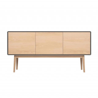 Buffet décor bois de chêne et gris piètement chêne massif - FLIT 3509