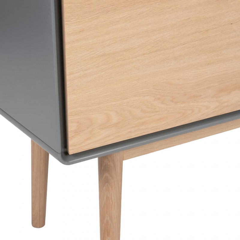Buffet décor bois de chêne et gris piètement chêne massif - FLIT 3509