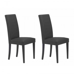 Lot de 2 chaises simili gris structure bois de hêtre massif - MILANO