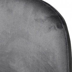 Lot de 2 chaises en velours gris foncé et pieds métal noir - BIBA