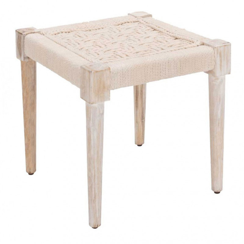 Tabouret en bois et corde blanc cassé - AGRA 7285