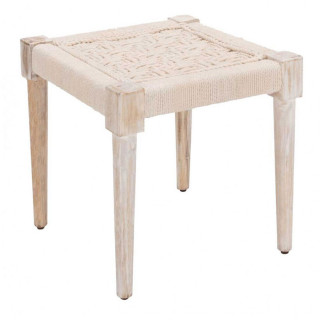 Tabouret en bois et corde blanc cassé - AGRA 7285