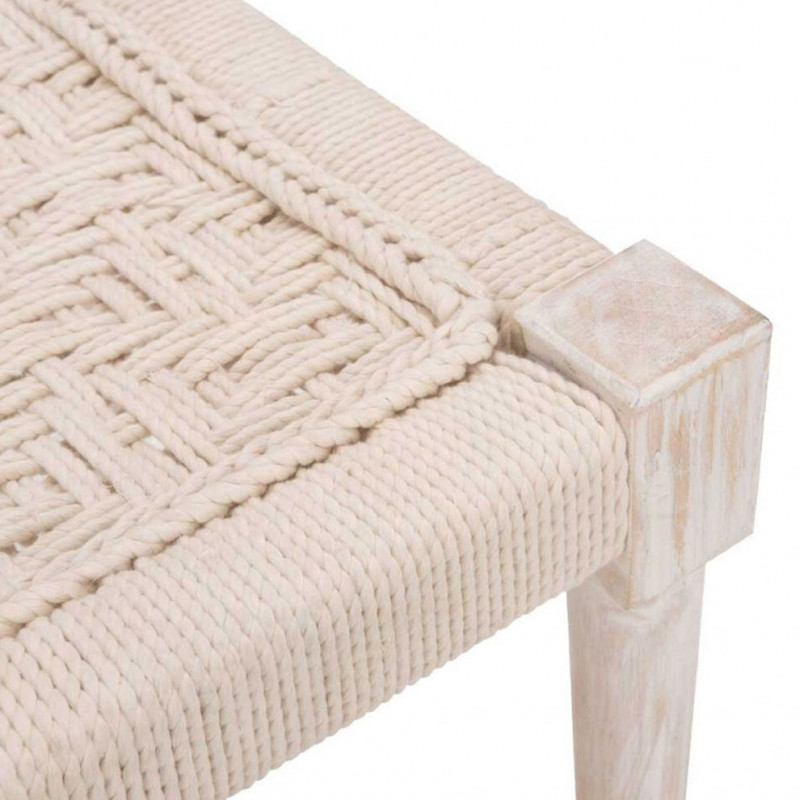 Tabouret en bois et corde blanc cassé - AGRA 7285