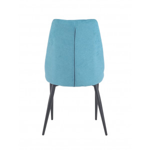 Lot de 2 chaises en Tissu bleu capitonné et Pieds métal Noir - RITA