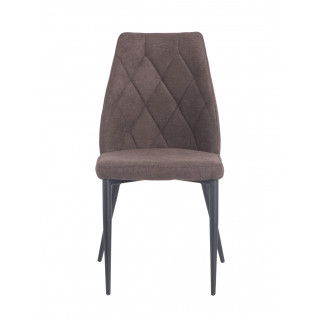 Lot de 2 chaises en Tissu marron capitonné et Pieds métal Noir - RITA