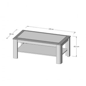 Table basse décor bois et blanc avec plateau de rangement - SIDELLE
