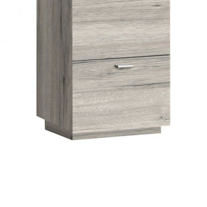 Commode décor bois de chêne avec tiroirs et poignées en métal - LIXA