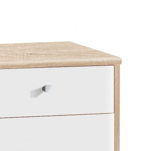 Table de chevet blanc et décor bois 1 tiroir et 1 placard - REVERSO