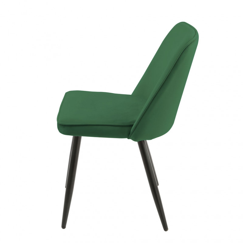Lot de 2 chaises en velours vert avec piètement en métal noir - TELLY