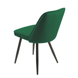 Lot de 2 chaises en velours vert avec piètement en métal noir - TELLY