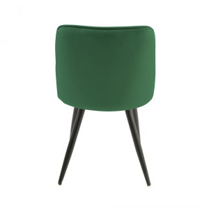 Lot de 2 chaises en velours vert avec piètement en métal noir - TELLY