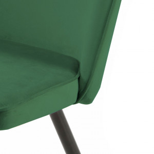 Lot de 2 chaises en velours vert avec piètement en métal noir - TELLY