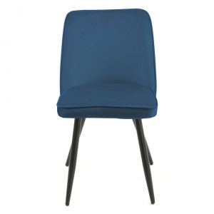 Lot de 2 chaises en velours bleu avec piètement en métal noir – TELLY