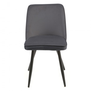 Lot de 2 chaises en velours gris foncé piètement en métal noir – TELLY
