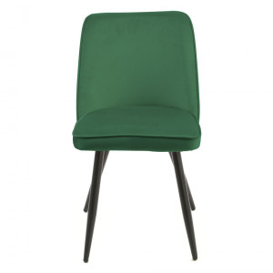 Lot de 4 chaises en velours vert avec piètement en métal noir – TELLY