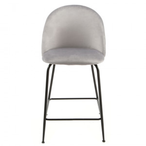 Lot de 2 chaises de bar en velours gris clair piètement métal - FARA