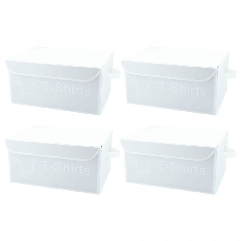 Lot de 4 boîtes de rangement blanc avec couvercle 100% nylon - SPACE