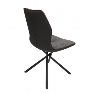 Lot de 2 chaises tissu et simili gris anthracite et pieds métal noir - design contemporain industriel - MONTAINE