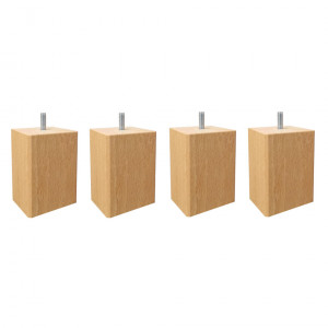 Lot de 4 pieds de meuble 10x7 carré en bois de hêtre - PIEDS DE LIT