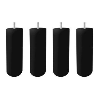 Lot de 4 pieds de meuble noir 15x6 rond bois de hêtre - PIEDS DE LIT
