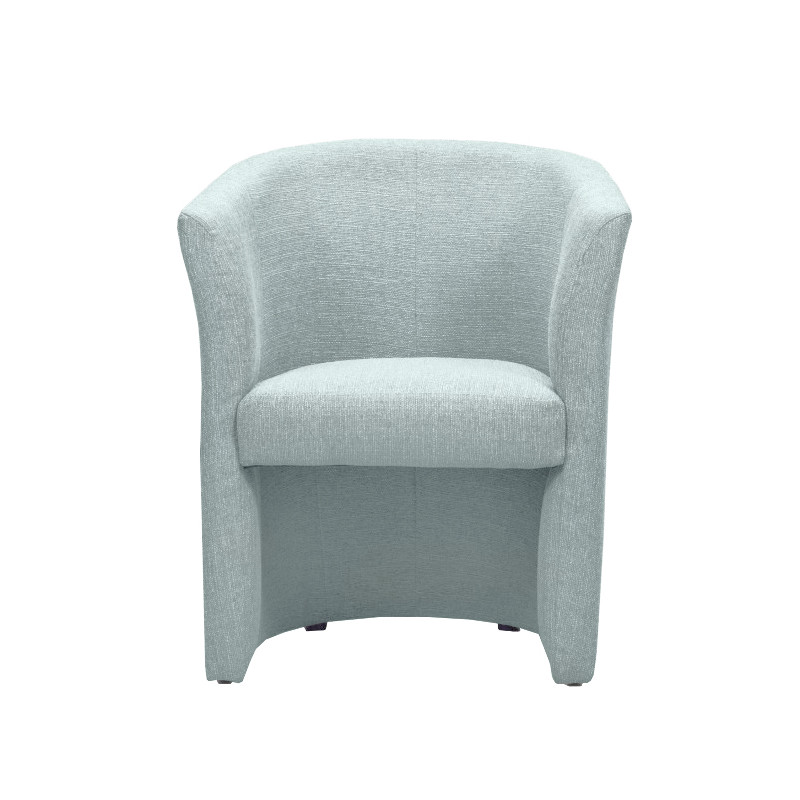 Fauteuil cabriolet rond en tissu vert d'eau avec accoudoirs - Design Contemporain - CABRI
