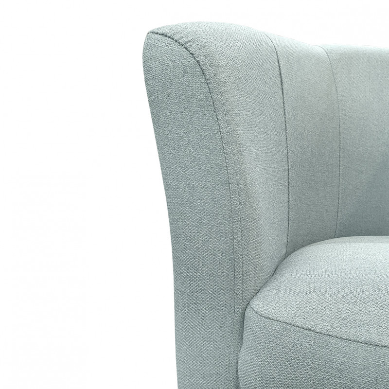 Fauteuil cabriolet rond en tissu vert d'eau avec accoudoirs - Design Contemporain - CABRI