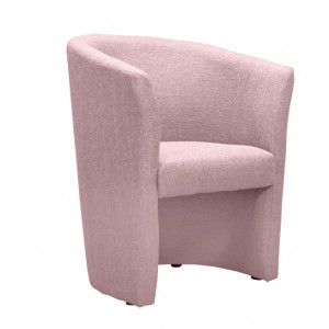 Fauteuil cabriolet rond en tissu rose pâle avec accoudoirs - Design Contemporain - CABRI