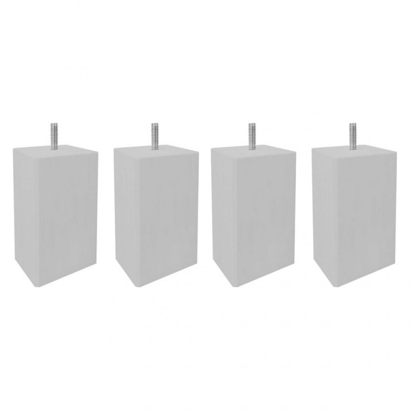 Lot de 4 pieds de meuble gris 15x6 carré bois de hêtre - PIEDS DE LIT