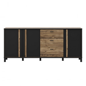 Buffet/Armoirette 85x200 décor bois clair avec piètement métal - CELIA