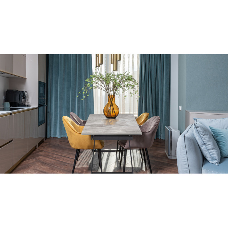 Table extensible 160/240 cm céramique gris marbré pied luge - DAKOTA 02