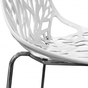 Lot 4 chaises blanches empilables avec piètement métal chromé - NOVA