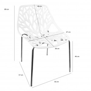 Lot 4 chaises blanches empilables avec piètement métal chromé - NOVA