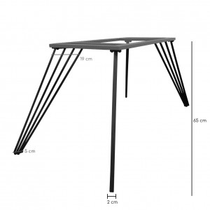 4 pieds de table de repas en métal noir finition peinture poudrée design filaire hauteur 65 cm - 01