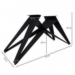 Table extensible 160/240 cm céramique effet bois pied géométrique - TEXAS 03