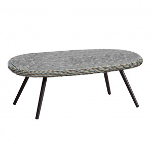 Table basse de jardin avec plateau en verre trempé et tressage - TESA