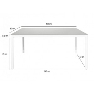 Table de jardin en métal et plateau en verre trempé gris - MANDY 2346