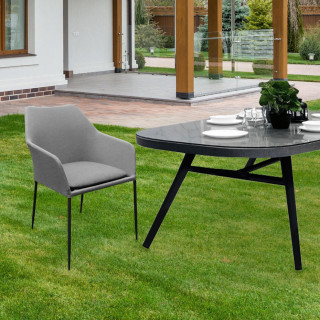 Lot de 2 chaises de jardin en aluminium et tissu gris - PACIFIC