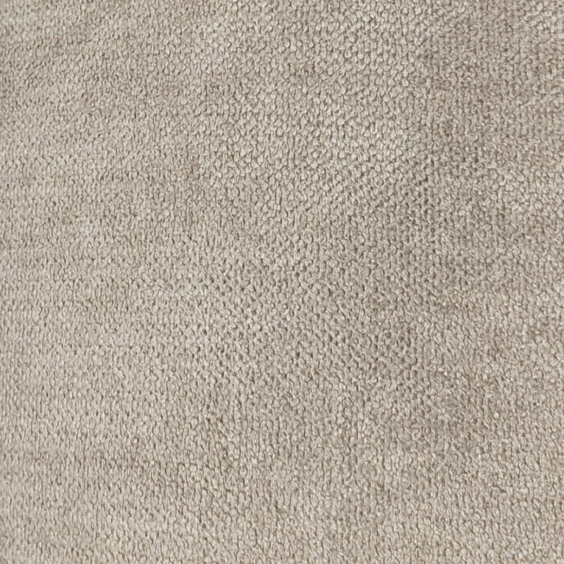 Canapé droit 3 places en tissu doux taupe dossier capitonné avec accoudoirs et pieds bois inclinés - TRACY