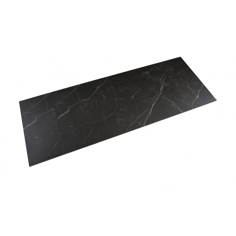 Table de repas extensible 160/240 cm en céramique noir marbré mat et pied torsadé en métal noir - INDIANA 05