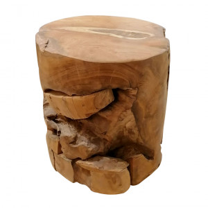 Tabouret/Table d'appoint en bois de teck en forme de rondin – LEXIS