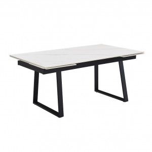 Table extensible 160/240 cm céramique blanc marbré pied luge - NEVADA 02