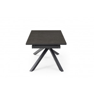 Table de repas extensible 160/240 cm céramique gris anthracite mat et pied torsadé en métal noir - UTAH 05