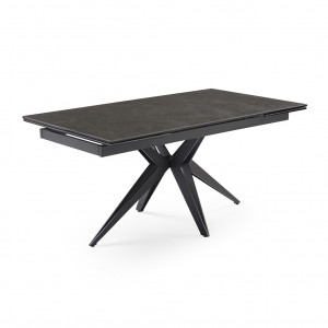 Table de repas extensible 160/240 cm céramique gris anthracite mat et pied étoile en métal noir - UTAH 06