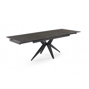 Table de repas extensible 160/240 cm céramique gris anthracite mat et pied étoile en métal noir - UTAH 06